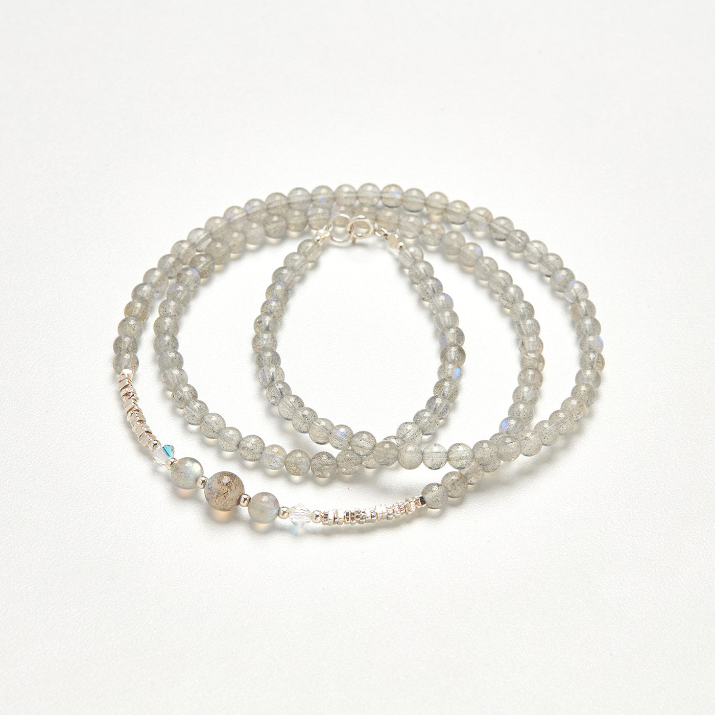Lunar Veil Triple-Wrap Necklace & Bracelet