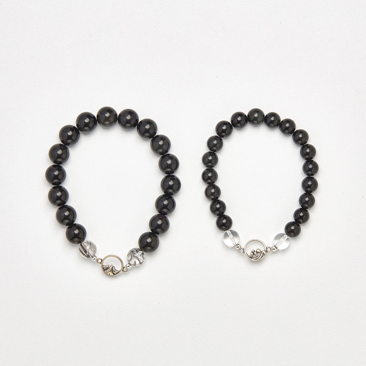 Silver Moon Obsidian Couples Bracelets