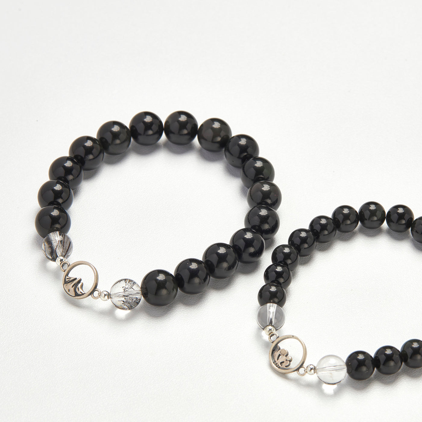 Silver Moon Obsidian Couples Bracelets
