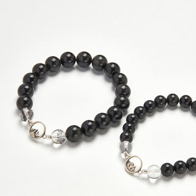 Silver Moon Obsidian Couples Bracelets