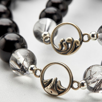 Silver Moon Obsidian Couples Bracelets