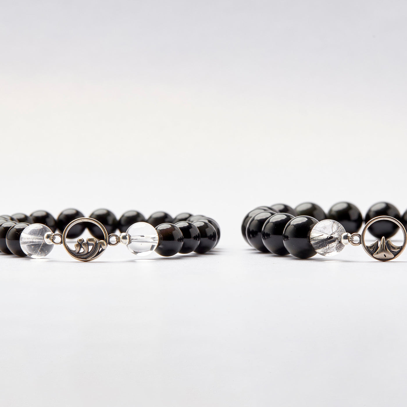 Silver Moon Obsidian Couples Bracelets