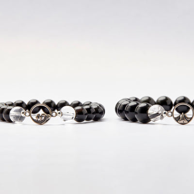 Silver Moon Obsidian Couples Bracelets