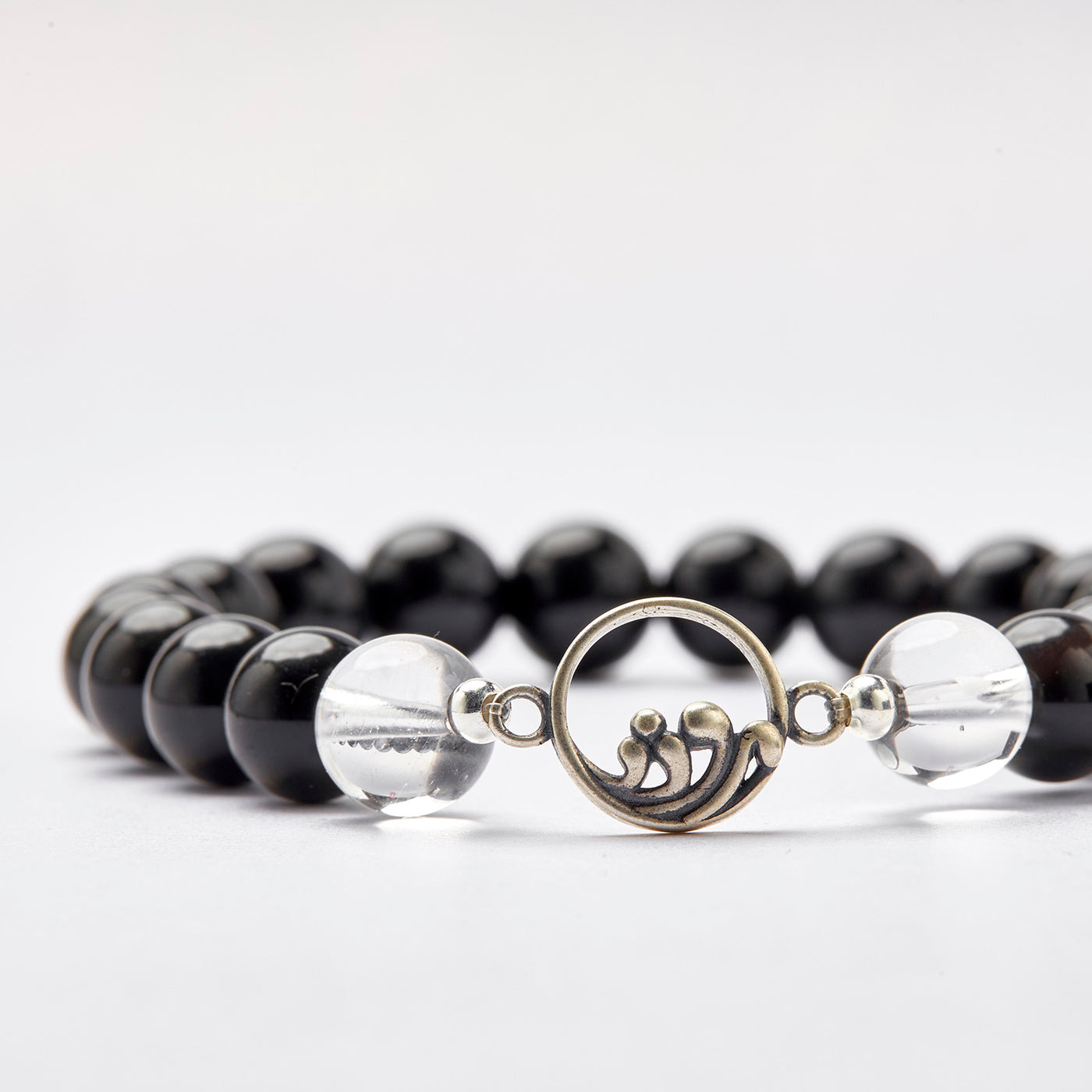Silver Moon Obsidian Couples Bracelets