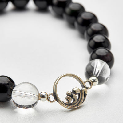 Silver Moon Obsidian Couples Bracelets